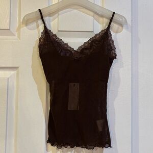 Costa Blanca Brown Mesh Tank Cami